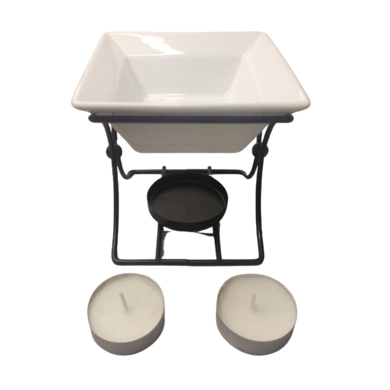 Kwadratowy stojak ceramiczno-metalowy