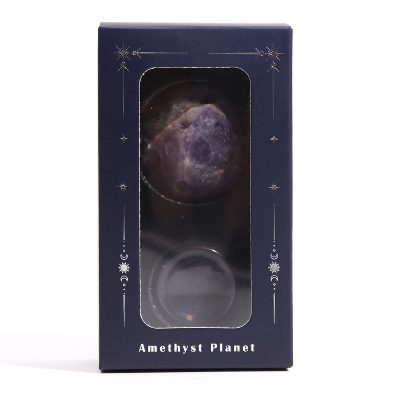 Ametystowa kula na podstawce ze złotego kamienia słonecznego – 40 mm (podstawka 30x15 mm)