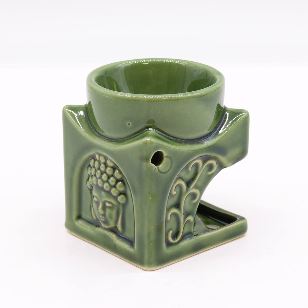 Kwadratowy kominek zapachowy Buddha – Ciemny jadeit