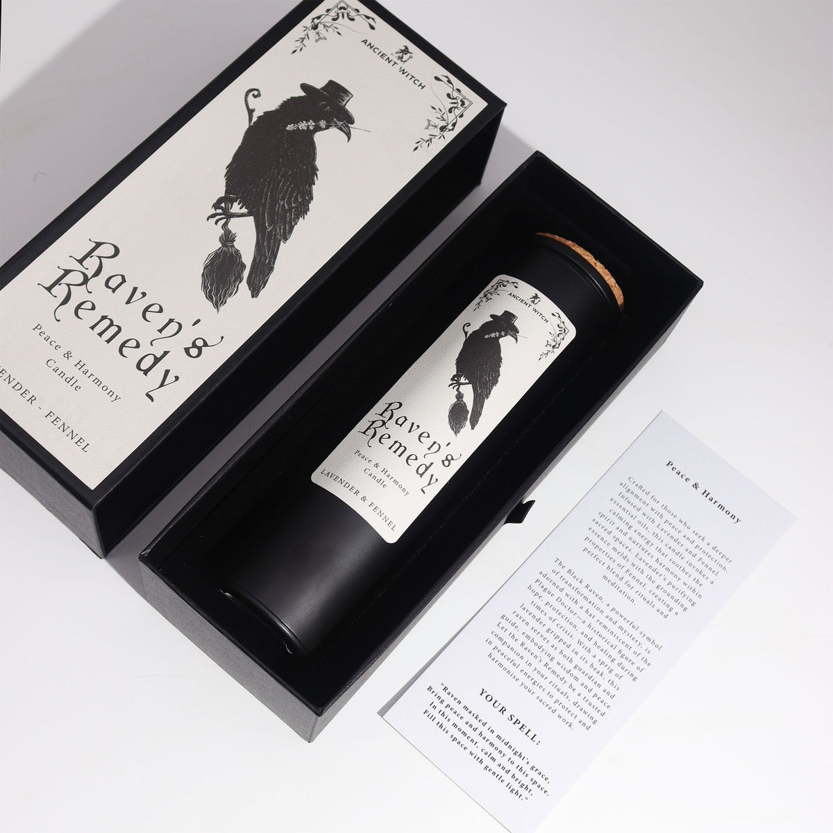 Świeca rytualna Krucze Remedium z ZAKLĘCIAMI ORIANY !- ochrona na kryzys, chaos i przywrócenie spokoju - RAVEN’S REMEDY  Kolekcja Krąg Białej Wiedźmy - Wybór Oriany