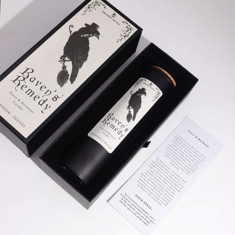 Świeca rytualna Krucze Remedium z ZAKLĘCIAMI ORIANY !- ochrona na kryzys, chaos i przywrócenie spokoju - RAVEN’S REMEDY  Kolekcja Krąg Białej Wiedźmy - Wybór Oriany