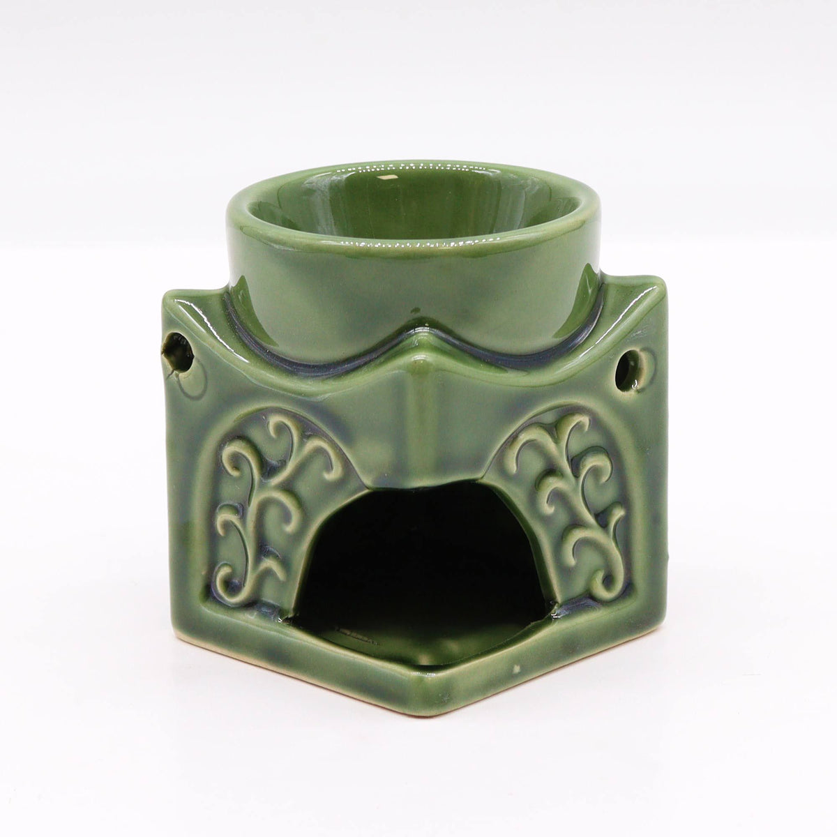 Kwadratowy kominek zapachowy Buddha – Ciemny jadeit