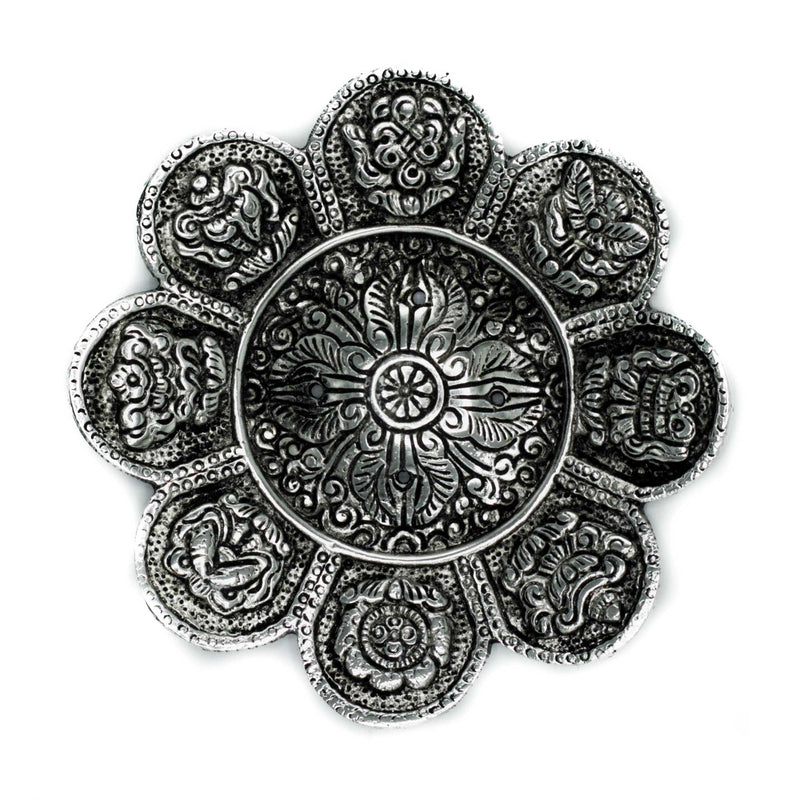 Podstawka pod Kadzidełka z Polerowanego Aluminium 12 cm - Tybetańskie Symbole