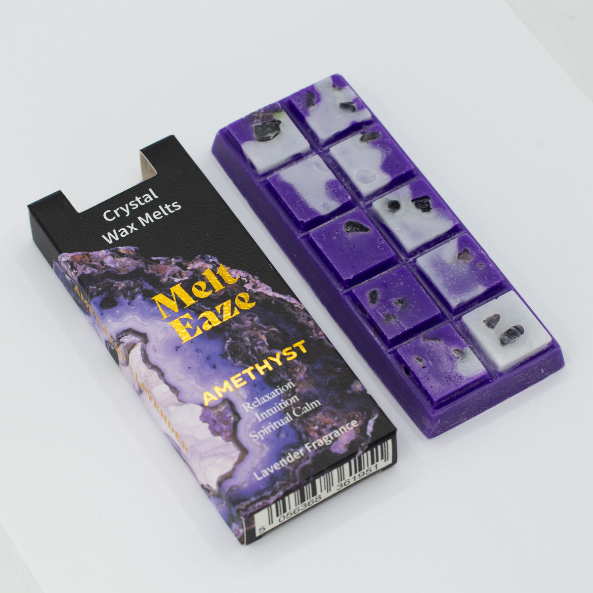 Woski PREMIUM Magia Kryształów- AMETYST -SEN,RELAKS,INTUICJA,OCZYSZCZENIE-Wosk Zapachowy  LAVENDA - Melt Eaze