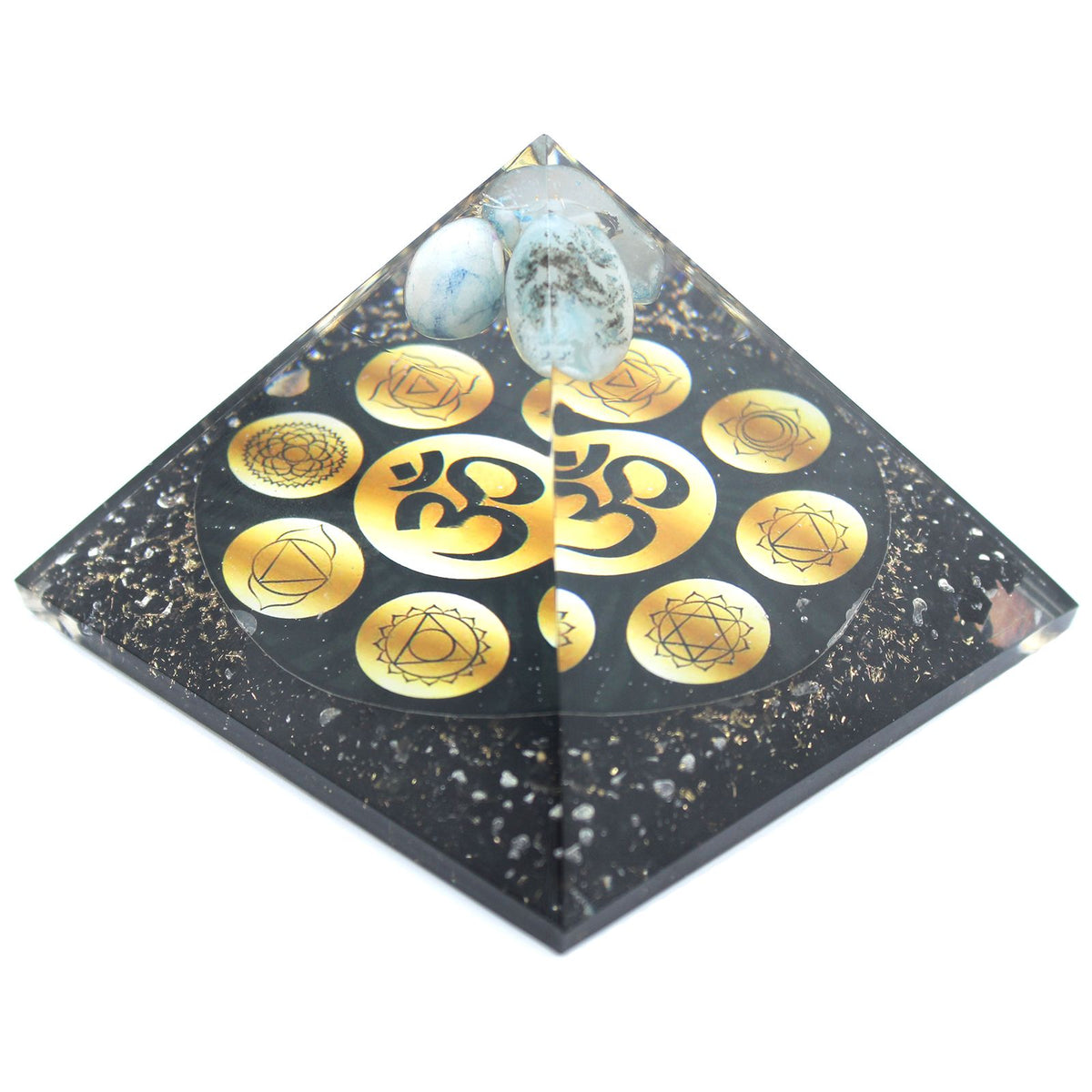 Piramida orgonitowa – Czakra Om (wersja Midnight) – 90 mm