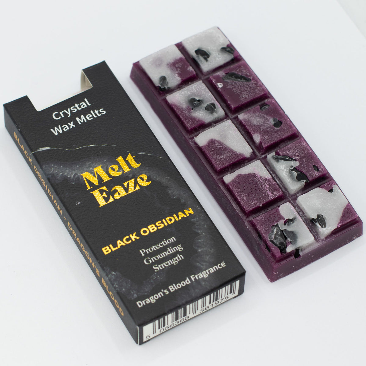 Woski PREMIUM Magia Kryształów- CZARNY OBSYDIAN -OCHRONA I OCZYSZCZENIE-Wosk Zapachowy  DRAGONS BLOOD - Melt Eaze