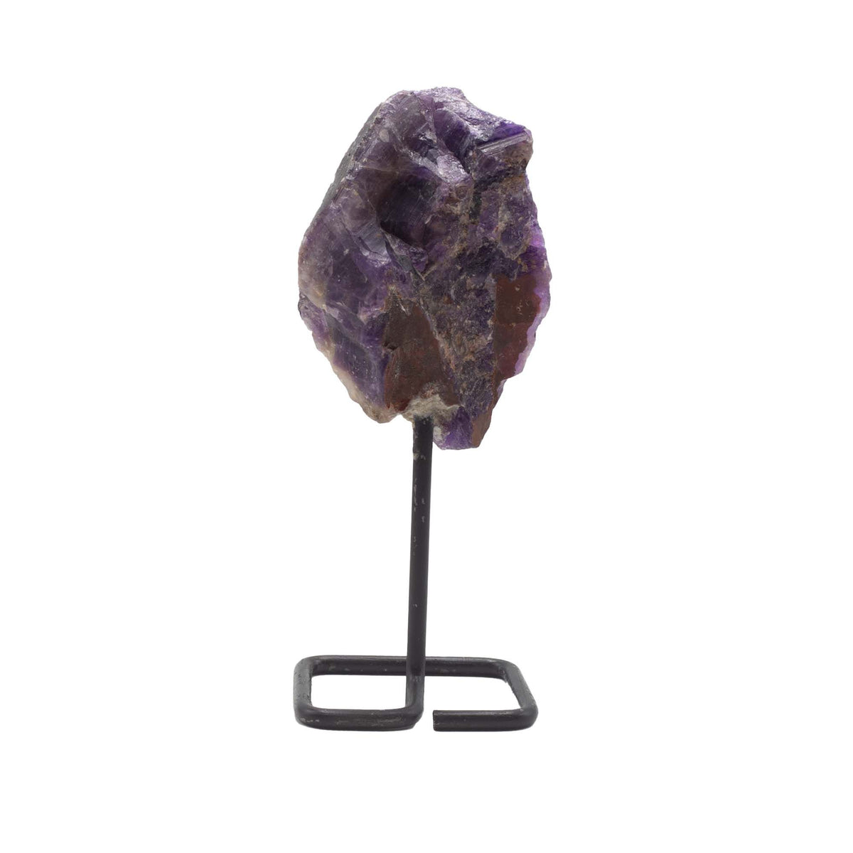Okaz minerału na metalowej podstawce – ametyst