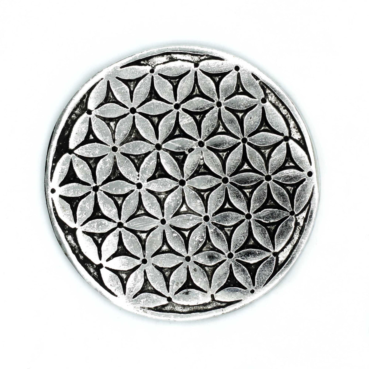 Podstawka pod Kadzidełka z Polerowanego Aluminium 11 cm - Kwiat Życia