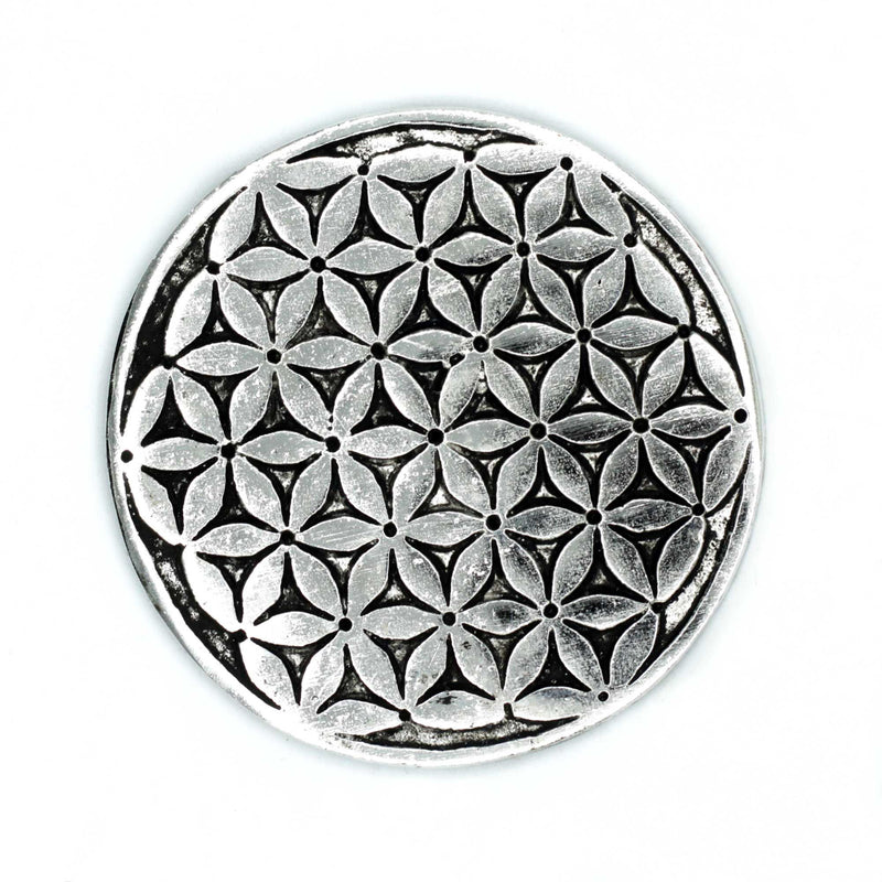 Podstawka pod Kadzidełka z Polerowanego Aluminium 11 cm - Kwiat Życia