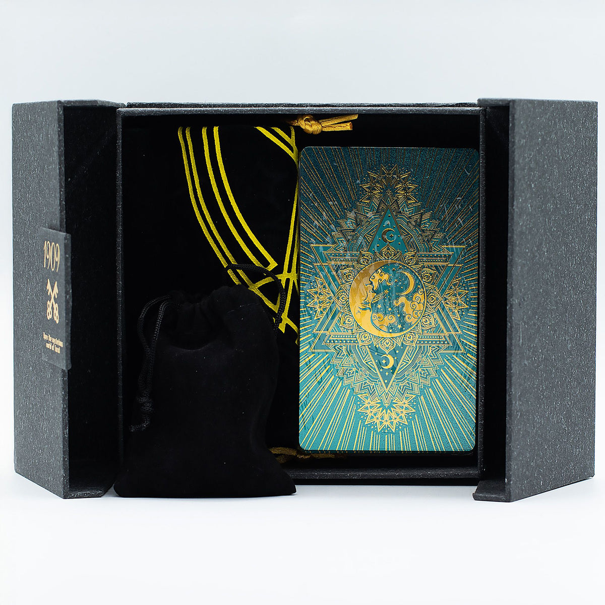 Złocony Tarot Turkusowy na intuicję, jasność przekazu i pracę z odpowiedziami - GOLD & TURQUOISE FOIL TAROT GIFT SET