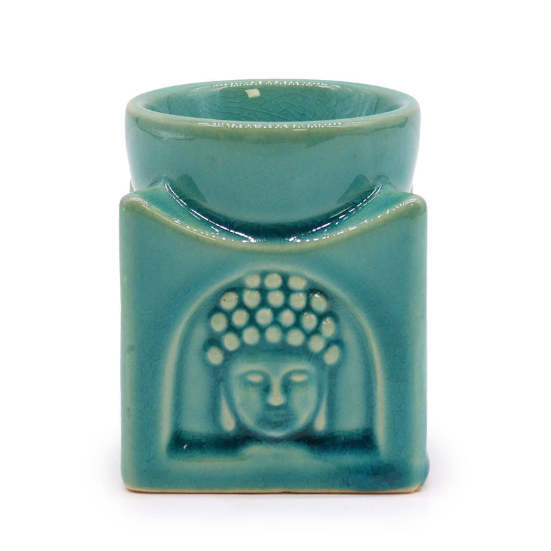 Kwadratowy kominek zapachowy Buddha – delikatny turkus