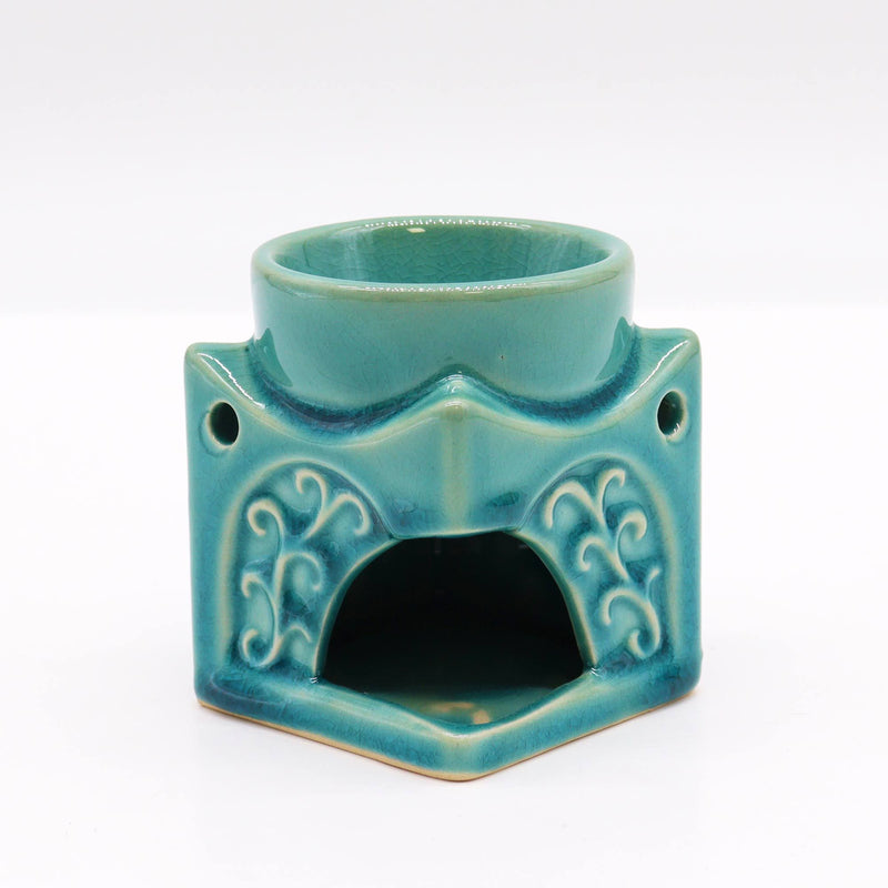 Kwadratowy kominek zapachowy Buddha – delikatny turkus