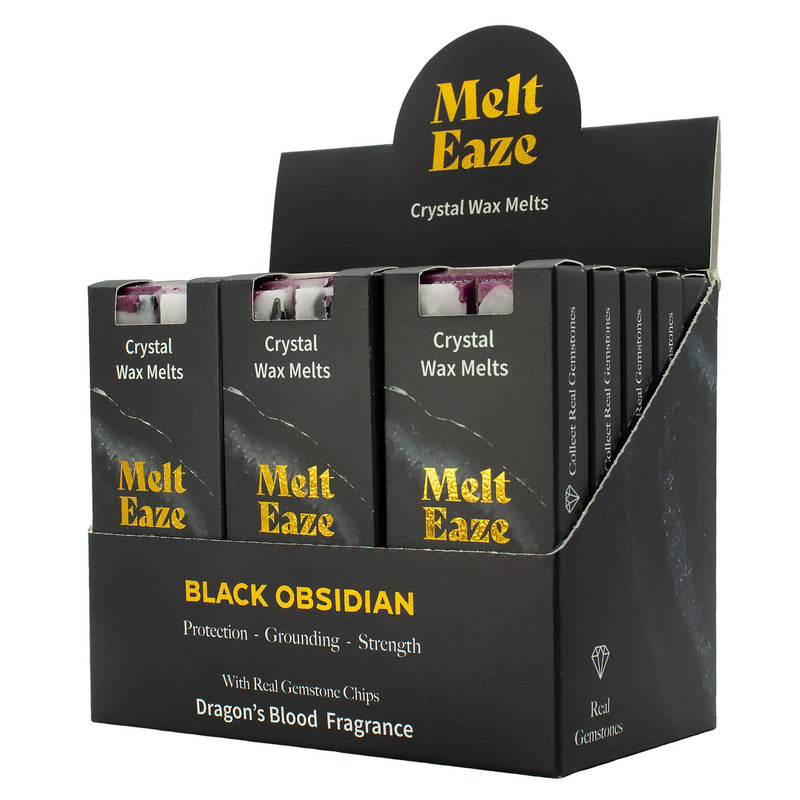 Woski PREMIUM Magia Kryształów- CZARNY OBSYDIAN -OCHRONA I OCZYSZCZENIE-Wosk Zapachowy  DRAGONS BLOOD - Melt Eaze