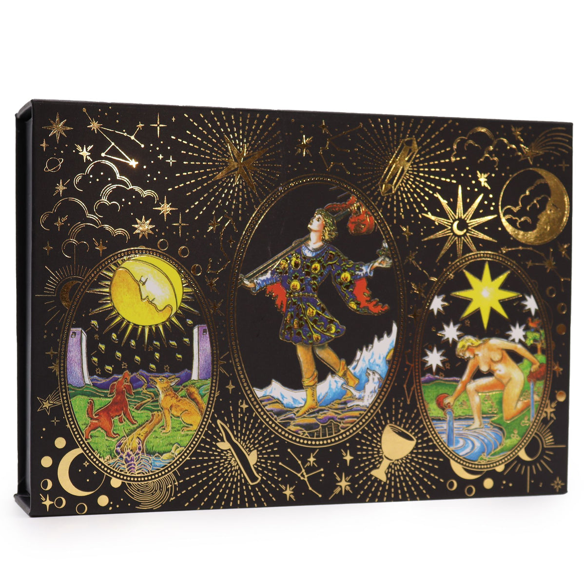 Zestaw Tarota na intuicję, odpowiedzi, rozwój duchowy i pracę z przeznaczeniem - GOLD FOIL TAROT „LET THE MAGIC BEGIN”