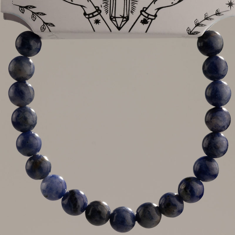 BRANSOLETKA SPOKOJU, INTUICJI I JASNOŚCI MYŚLENIA - SODALIT 6 MM - unisex