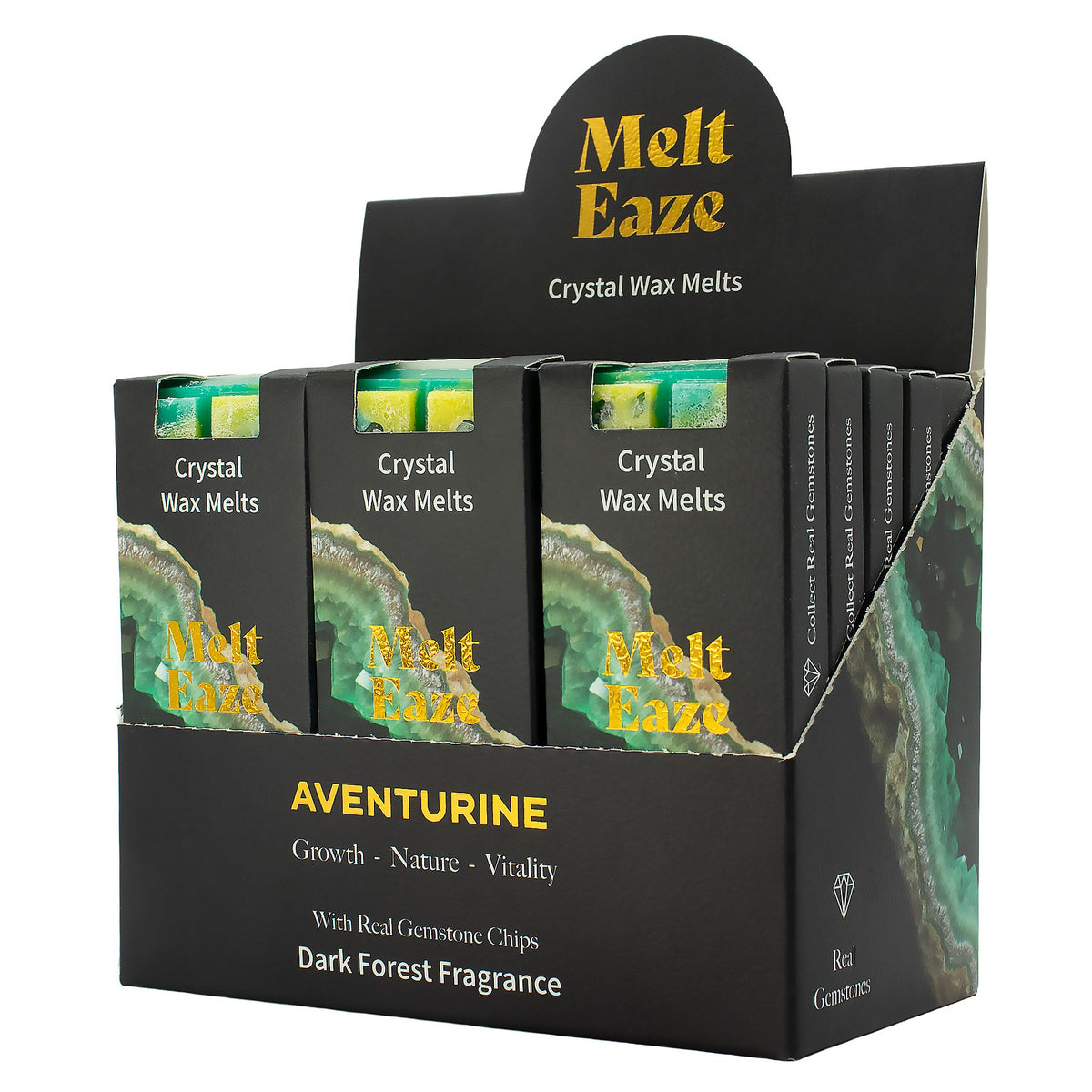 Woski PREMIUM Magia Kryształów- AWENTURYN -Wosk Zapachowy  GŁĘBOKI,GĘSTY LAS - Wzrost/Sily Witalne/Natura - Melt Eaze