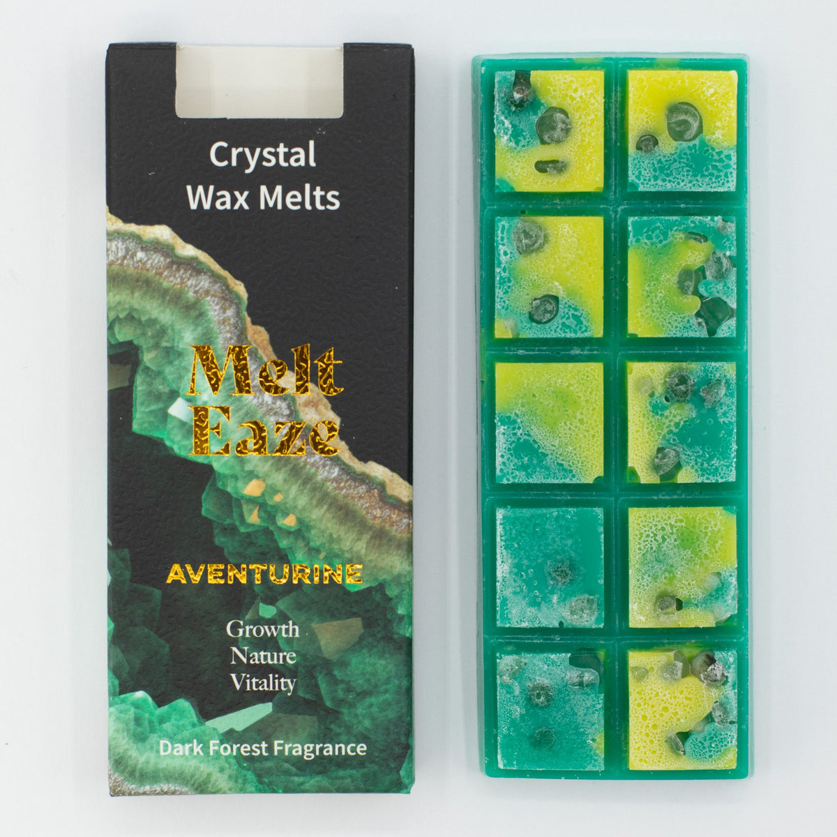 Woski PREMIUM Magia Kryształów- AWENTURYN -Wosk Zapachowy  GŁĘBOKI,GĘSTY LAS - Wzrost/Sily Witalne/Natura - Melt Eaze