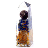 Obelisk orgonitowy Power Point – miedź, lapis lazuli i żółty awenturyn – 90 x 25 mm