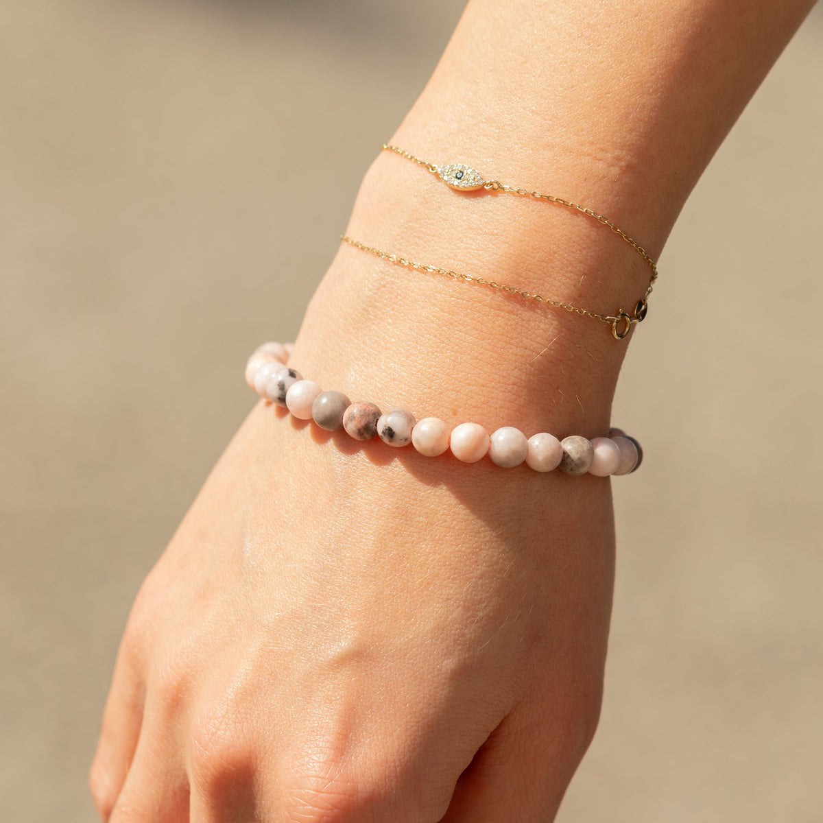 BRANSOLETKA MIŁOŚCI, SPOKOJU I WEWNĘTRZNEJ SIŁY - JASPIS RÓŻOWY 6 MM