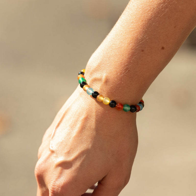 BRANSOLETKA SZCZĘŚCIA, HARMONII I NOWYCH MOŻLIWOŚCI - TĘCZOWY JADEIT 6 MM - unisex