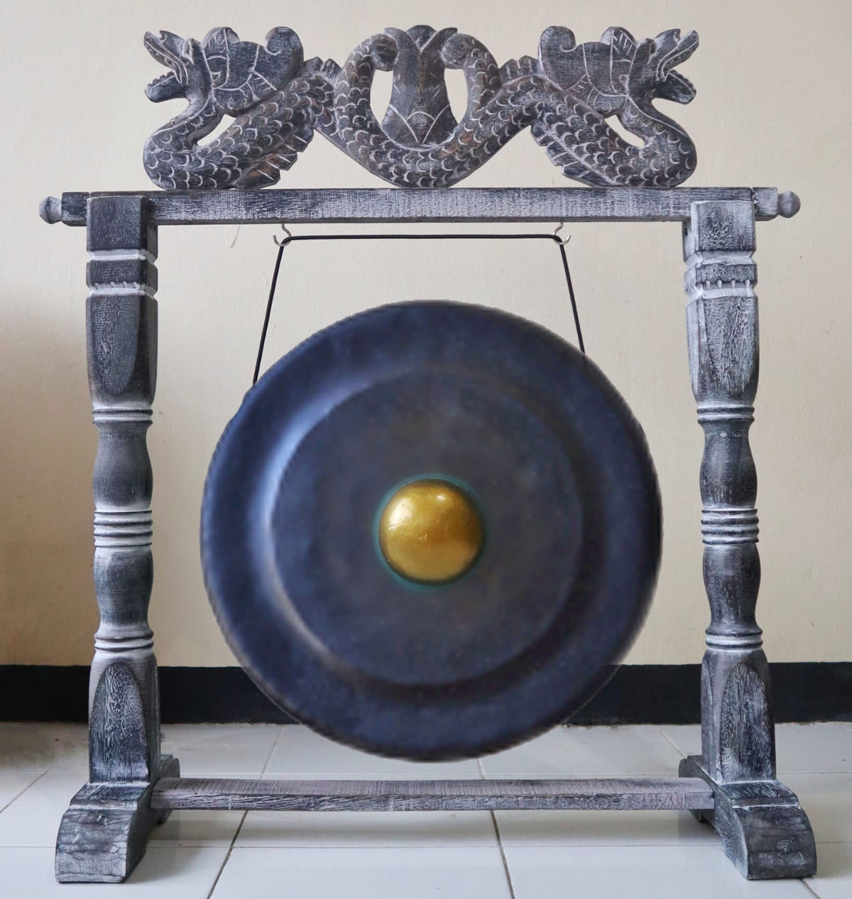 Średni gong na statywie – 35 cm – czarny