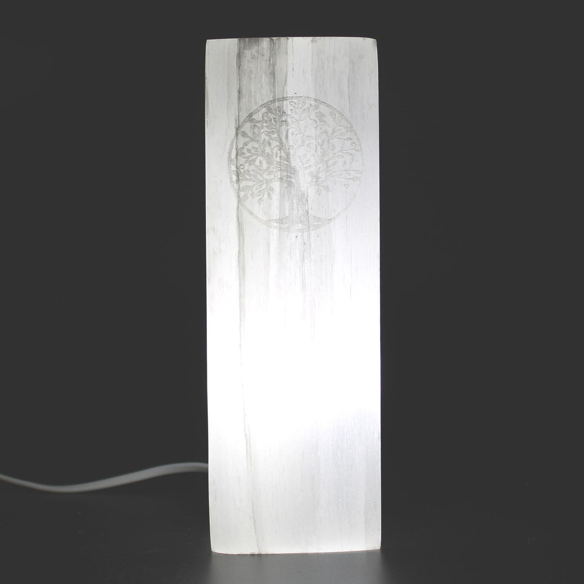 Lampa z bloku selenitu 25 cm – Drzewo Życia