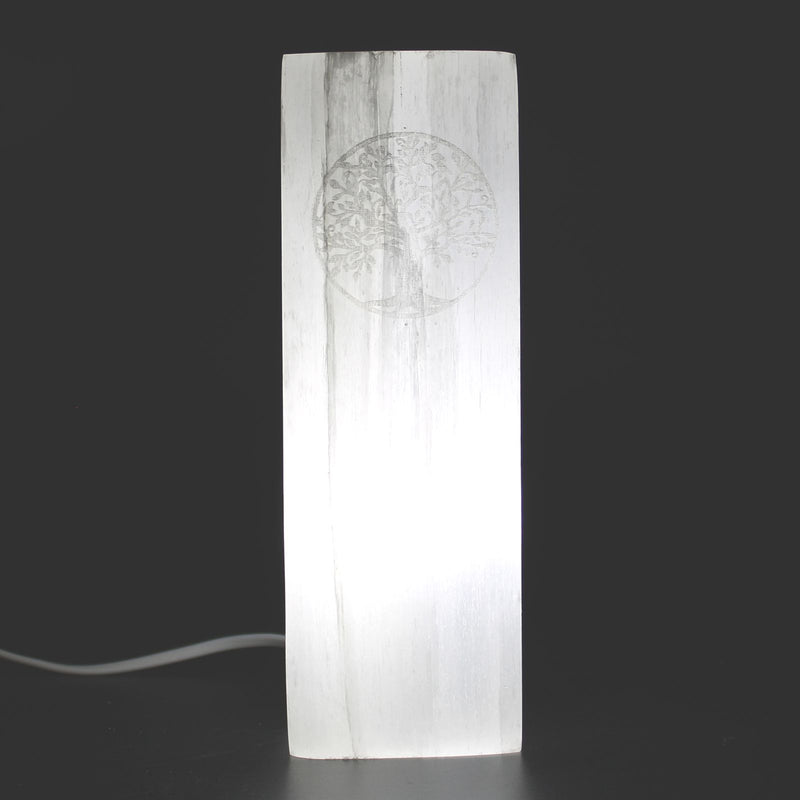 Lampa z bloku selenitu 25 cm – Drzewo Życia
