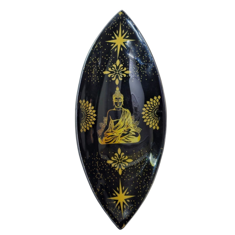 Enamel Incense Bowl - Aluminum - Gold & Black Buddha