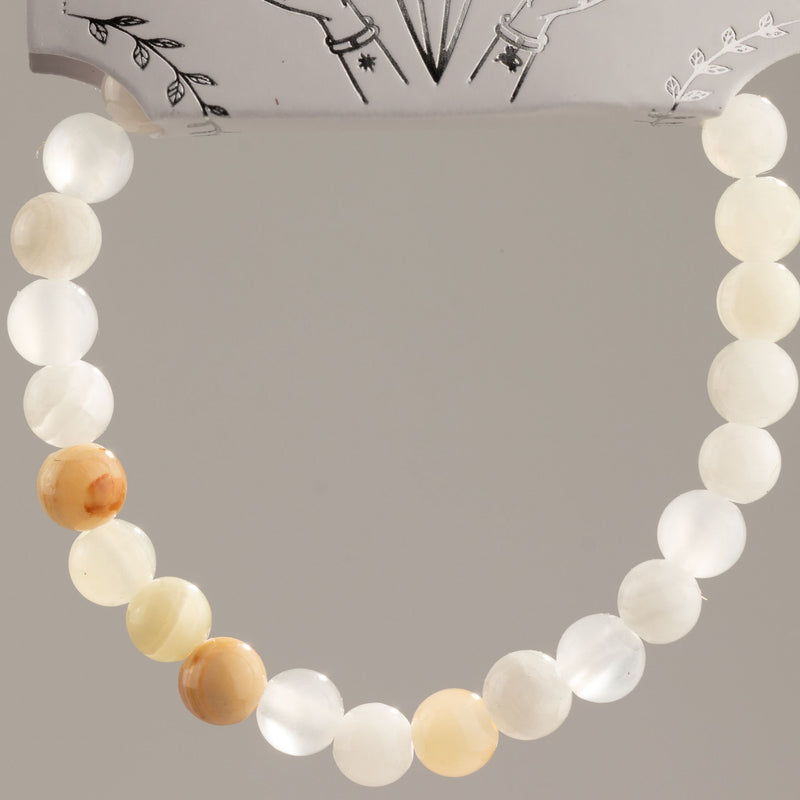 BRANSOLETKA HARMONII, SZCZĘŚCIA I NOWYCH POCZĄTKÓW - JADEIT KSIĘŻYCOWY 6 MM - unisex