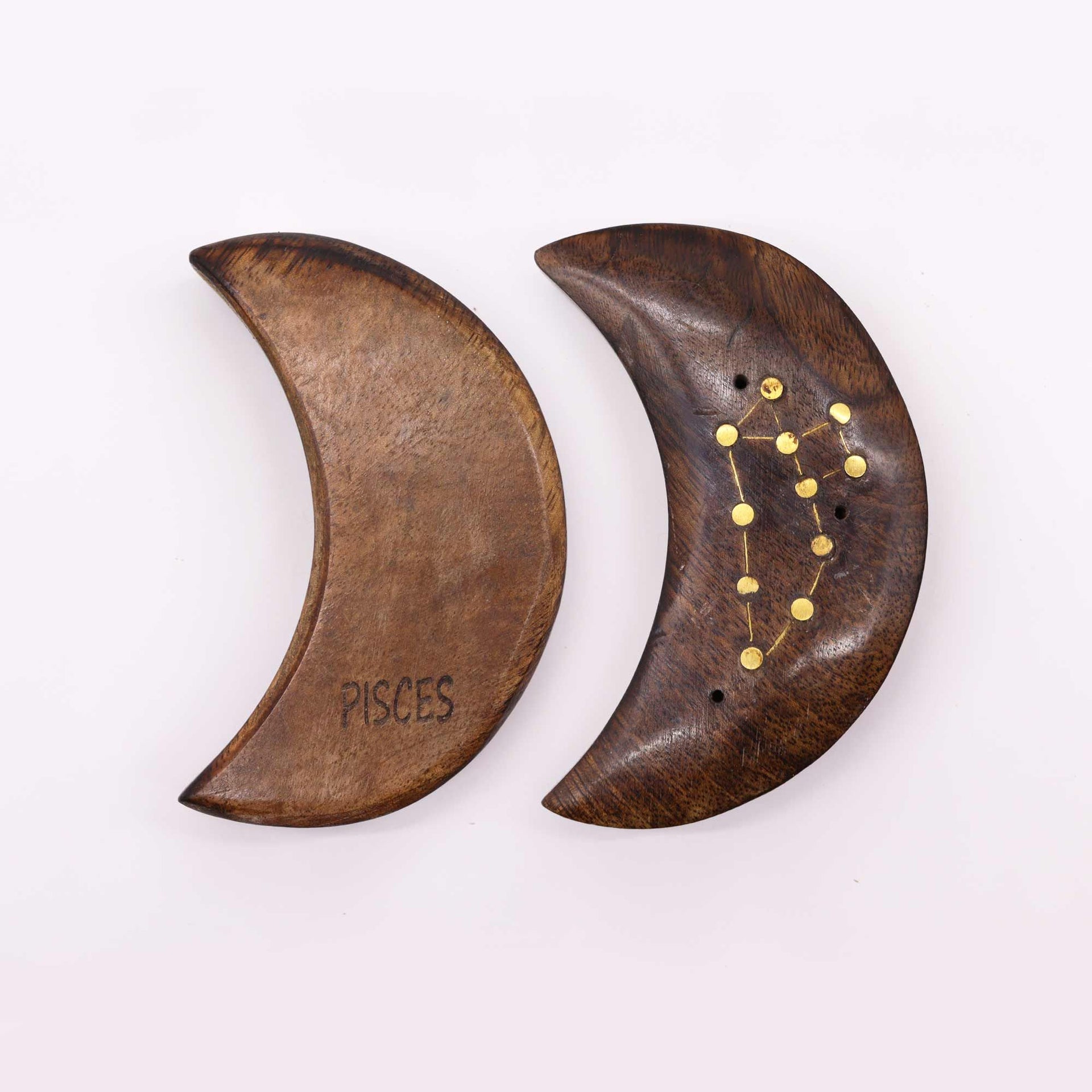 Engraved and Brass Zodiac Sign Incense Burners - Moon