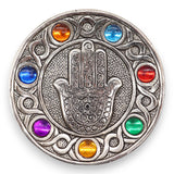 Podstawka z Polerowanego Aluminium 11.5cm - Hamsa 7 Czakr