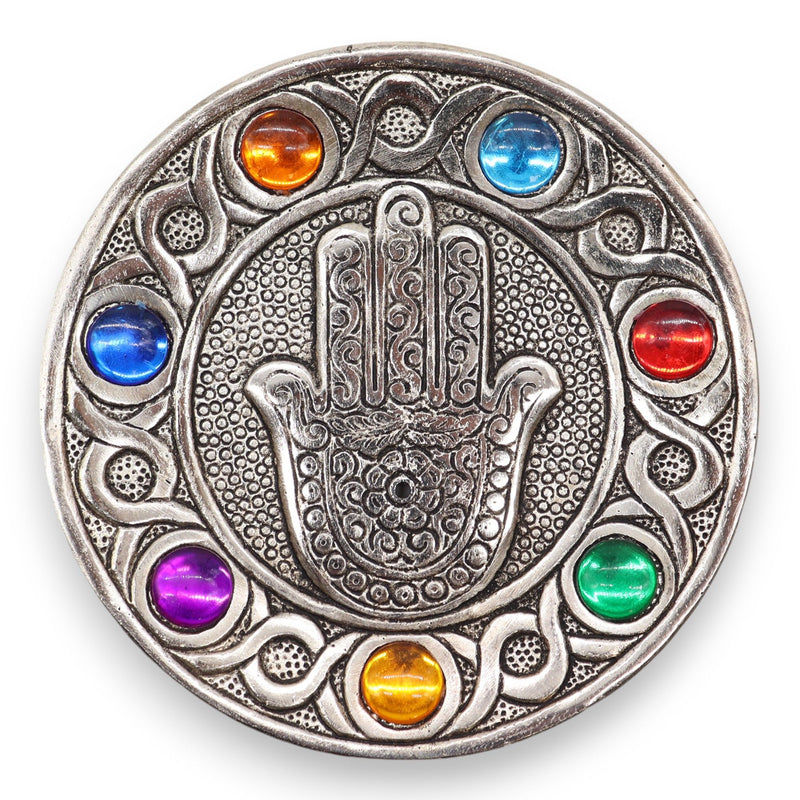 Podstawka z Polerowanego Aluminium 11.5cm - Hamsa 7 Czakr