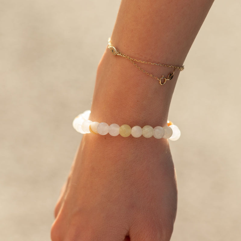 BRANSOLETKA HARMONII, SZCZĘŚCIA I NOWYCH POCZĄTKÓW - JADEIT KSIĘŻYCOWY 6 MM - unisex