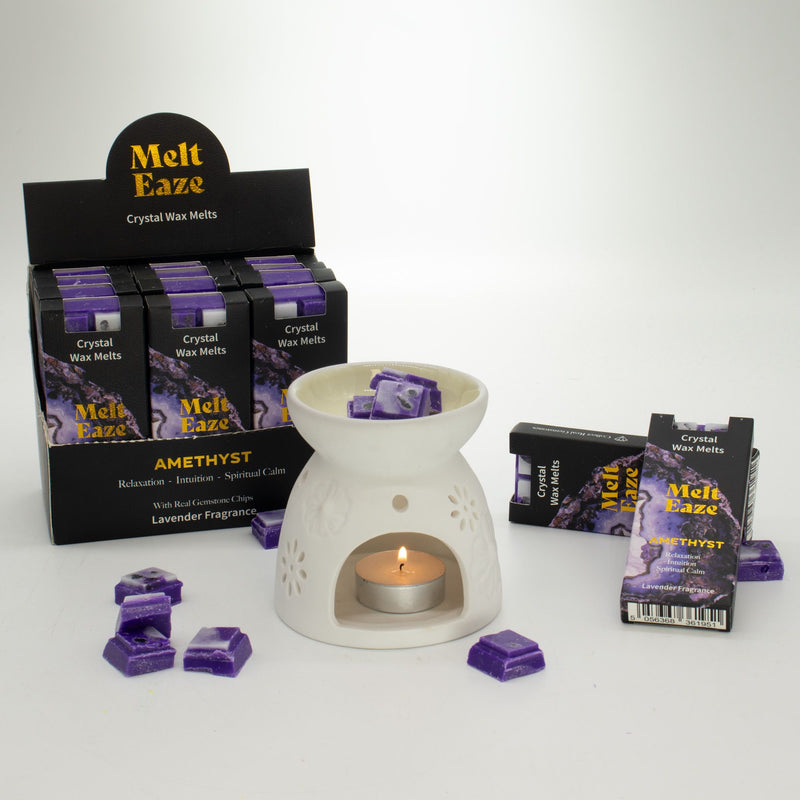 Woski PREMIUM Magia Kryształów- AMETYST -SEN,RELAKS,INTUICJA,OCZYSZCZENIE-Wosk Zapachowy  LAVENDA - Melt Eaze