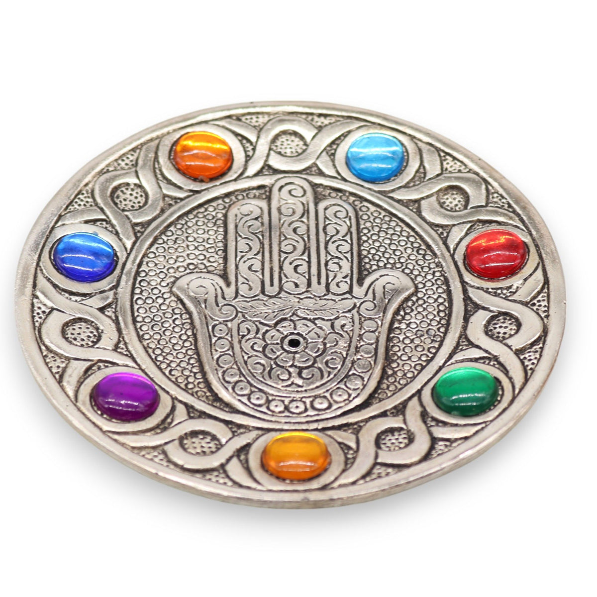 Podstawka z Polerowanego Aluminium 11.5cm - Hamsa 7 Czakr