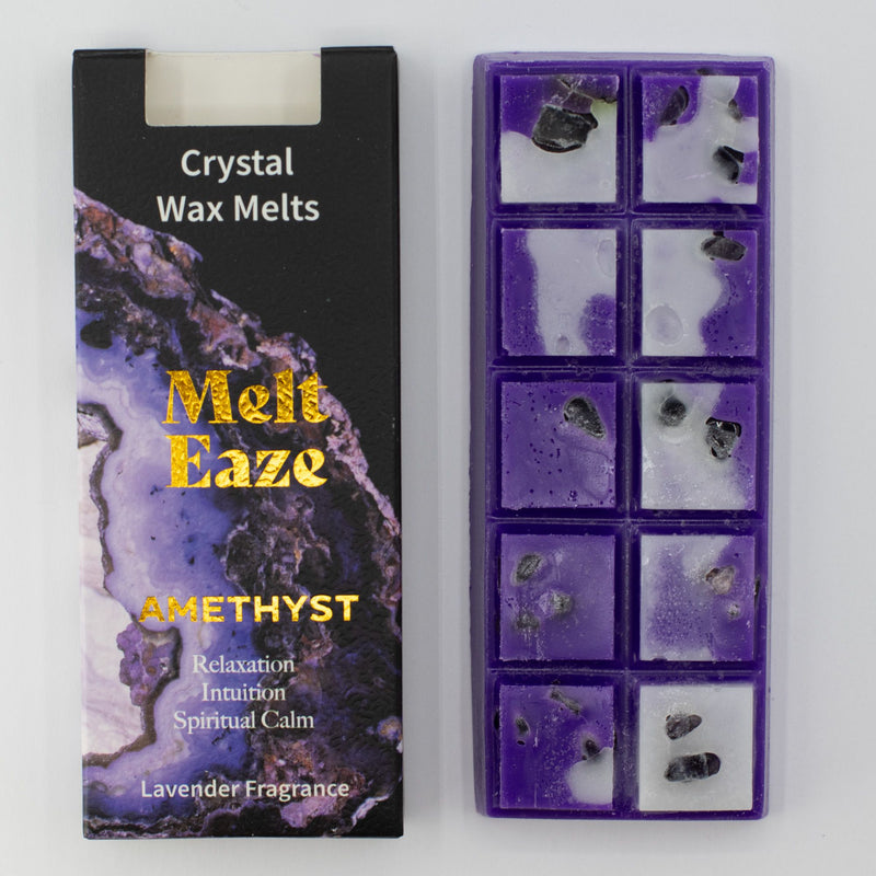 Woski PREMIUM Magia Kryształów- AMETYST -SEN,RELAKS,INTUICJA,OCZYSZCZENIE-Wosk Zapachowy  LAVENDA - Melt Eaze