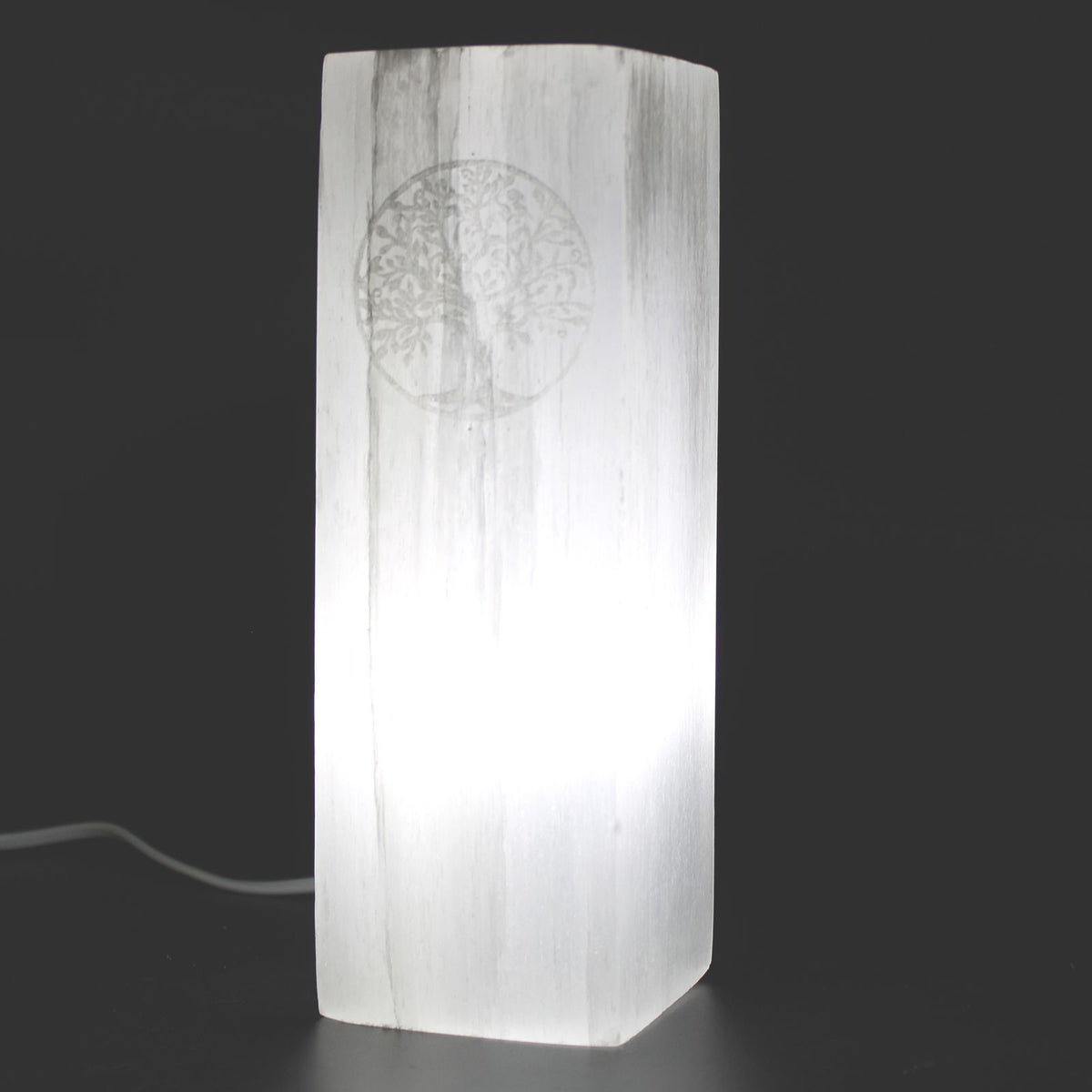 Lampa z bloku selenitu 25 cm – Drzewo Życia