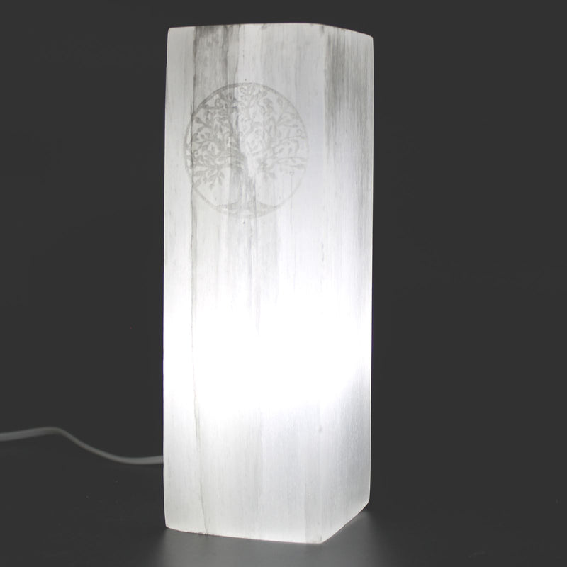 Lampa z bloku selenitu 25 cm – Drzewo Życia
