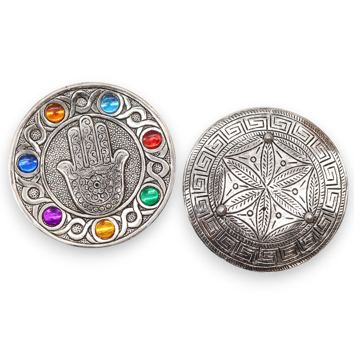 Podstawka z Polerowanego Aluminium 11.5cm - Hamsa 7 Czakr