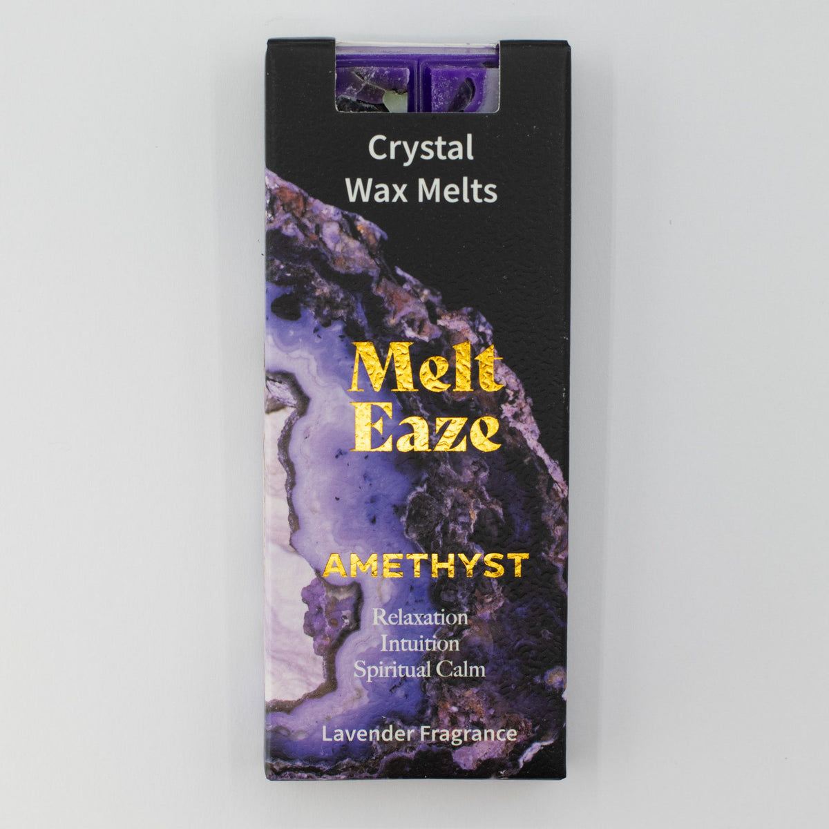 Woski PREMIUM Magia Kryształów- AMETYST -SEN,RELAKS,INTUICJA,OCZYSZCZENIE-Wosk Zapachowy  LAVENDA - Melt Eaze