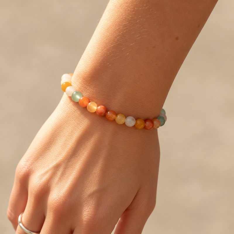 BRANSOLETKA HARMONII, RADOŚCI I POZYTYWNEJ ENERGII - AGAT TĘCZOWY 6 MM - unisex